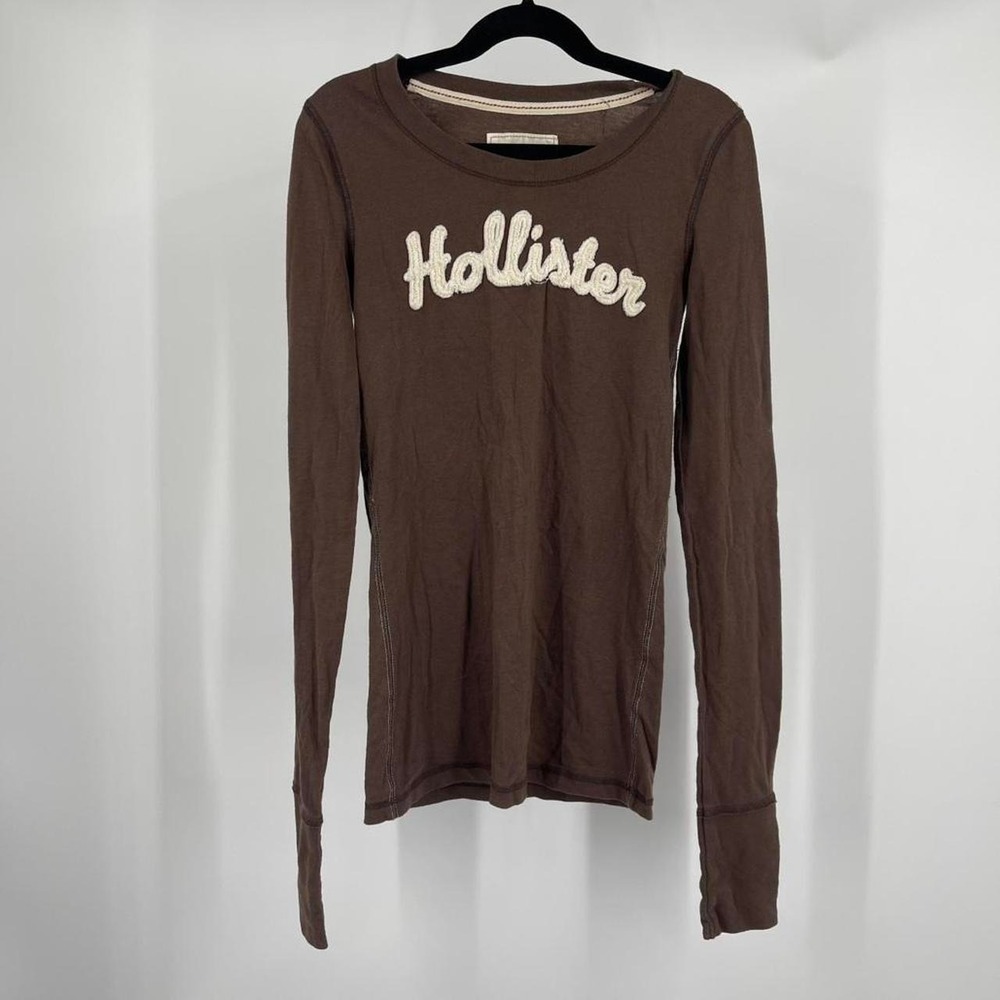 Vintage Y2K Hollister Long Sleeve Top Shirt XS 2010s Bella Elena Surfer Brown